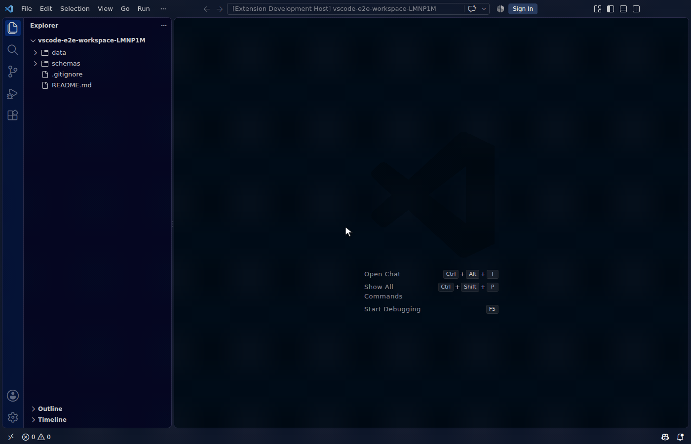 Binding a data file to a schema from the Quick Pick, and the status bar picking it up