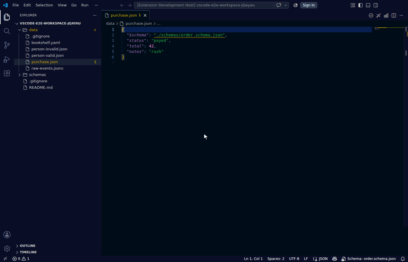 Applying a validation quick fix from the lightbulb